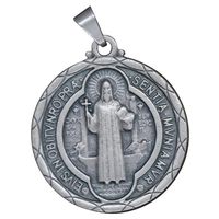 Grande médaille de Saint Benoît, diamètre 2 pouces, bronze antique