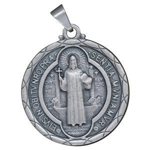 Large Saint Benedict Medal 2 inch Diameter Antique Bronze Bronze - Product Image 4