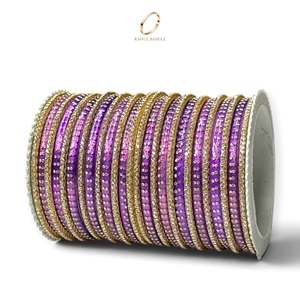 Choix Parfait pour les Femmes : Bijoux de Mariage en Gros, Bracelets en Aluminium Kasmiri Violet, Bracelet de Luxe Plaqué Or avec Pierres Scintillantes - Product Image 1