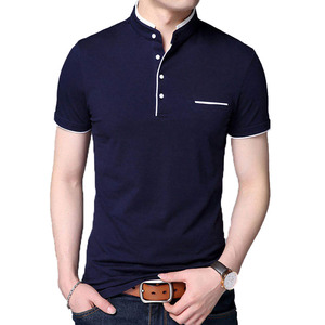 Men's Solid Color <b>Half</b> Sleeve <b>Shirt</b> Polyester/Cotton Blend Breathable Casual Design <b>Button</b> Collar Regular Fit High Street Jersey - Product Image 4