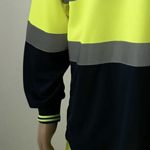 Chemise polo réfléchissante de sécurité routière en stock, manches longues, respirante, fluorescente, classe 2 - Product Image 4