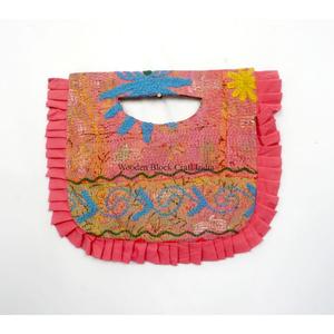 Women's Indian Bohemian Cotton Kantha Clutch Shoulder Bag Ruffles Pleated <b>Corner</b> Magnetic Closure Lightweight Travel Daily Use - Product Image 6