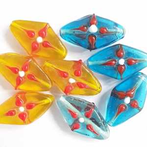 Cuentas de vidrio de lampwork hechas a mano, mini hongos, con forma de diamante y ojo, cuentas espaciadoras sueltas para la fabricación de joyas DIY - Product Image 4