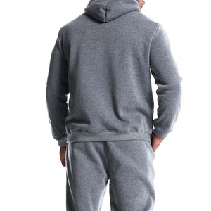 Survêtement gris à capuche pour homme, coupe droite, couleur unie, décontracté, avec poches latérales, idéal pour l'automne, 100 % coton, poids moyen - Product Image 5