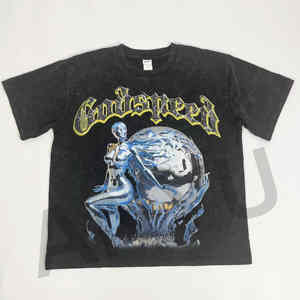 Logo d'impression graphique personnalisé 100% coton T-shirts Premium Vintage High-Streetwear Oversize T-shirt lourd - Product Image 4