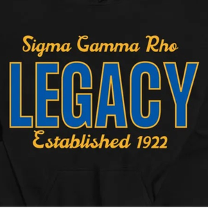 เสื้อฮู้ด SGR Legacy สีดำ พรีเมียม แบบสวมหัว ลายกราฟิกตัวอักษรกรีกแบบกำหนดเอง พร้อมดีไซน์สีทองและสีน้ำเงิน สำหรับชมรมนักศึกษา - Product Image 6