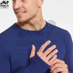 Camiseta de Manga Larga para Hombre, Corte Regular, Venta al por Mayor, Informal, Transpirable, Tela de Lona, Poliéster/Algodón, Ropa de Verano - Product Image 4