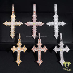 จี้รูปกางเขนเพชรโมอิสซาไนต์เงินแท้ 925 สำหรับทุกเพศ พร้อมดีไซน์แบบ Iced Out และสไตล์เครื่องประดับฮิปฮอปสุดเท่ - Product Image 1