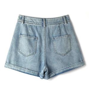 Women Skinny High Waist Washed Denim Shorts Lightweight Soft Modern Summer Everyday Clothing Bangladesh Garment Sourcing Office - Product Image 2