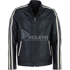 Veste universitaire en cuir véritable tanné végétal durable pour homme, manteau d'hiver matelassé écologique à col montant, logo personnalisé OEM - Product Image 6