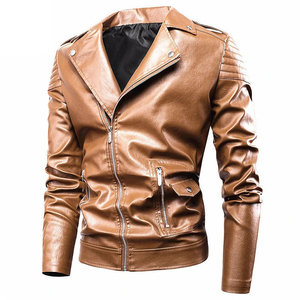 New Stylish Casual Coated Winter Wear Leather <b>Jackets</b> <b>Men</b> Stand Zipper Closure Breathable Plus Sized Wholesale - Product Image 1