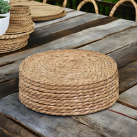 Set de table tressé artisanal en jacinthe d'eau de 10 mm d'épaisseur, style bohème, écologique, antidérapant et lavable, fabriqué au Vietnam