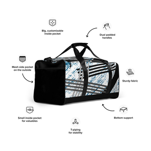 Striped Sports <b>Duffel</b> <b>Bag</b> 30-<b>40L</b> Capacity 600D Material Outdoor Fitness Gym Travel <b>Bag</b> Multifunctional Duffle With Mesh Pocket - Product Image 2