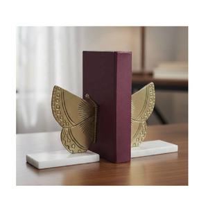 Serre-livres papillon modernes en aluminium poli doré, base antidérapante en feutre, robustes, 17 cm, pour livres, dossiers, magazines - Product Image 4