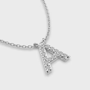 Custom Unique Design Rhodium Plated Silver Alphabet Pendant with Claw Setting Hip Hop Style Men's Necklace Without Chain - Product Image 1