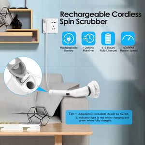 Cepillo de Limpieza Telescópico Eléctrico Inalámbrico Recargable con 6 Cabezales Reemplazables, 2 Velocidades Ajustables, Multiusos - Product Image 5