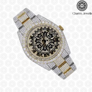Charm_Jewells Luxury Stainless Steel Diamond Encrusted Analog Quartz <b>Watch</b> Women's Fashion 38mm Round Case Folding Clasp - Product Image 5