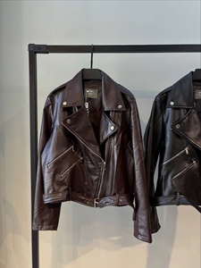 Custom <b>Biker</b> Leather <b>Jacket</b> Premium Soft PU Faux Leather Fabric Asymmetrical Zipper Waist Belt Custom Logo Printing Offer - Product Image 4