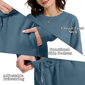 Oversized <b>Fleece</b> <b>Sweatshirt</b> & Shorts Sets High Streetwear Heavyweight Two Piece Short Length Two Piece Set Tracksuit - Product Image 2