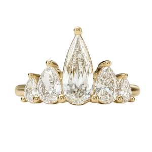 Women's 14K Gold Pear Cut Diamond Engagement <b>Ring</b> Prong Setting floral Style - Product Image 1