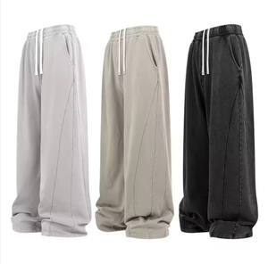 Combed Cotton Straight Sweatpants <b>Loose</b> Fit Plain Fleece Open Bottom <b>Jogger</b> Pants <b>Men</b> <b>Loose</b> Fit Cotton <b>Jogger</b> - Product Image 1