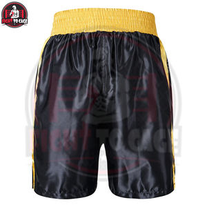 Servicio OEM ODM, Pantalones Cortos de Boxeo Personalizados con Ribete Dorado y Negro, Transpirables, de Poliéster, para Entrenamiento Profesional, Otoño - Product Image 2
