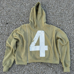 Sudadera con capucha oversize para hombre con cremallera, lavado ácido, bordado, patchwork, pedrería y apliques de mono, estilo moda urbana otoño 2026 - Product Image 1