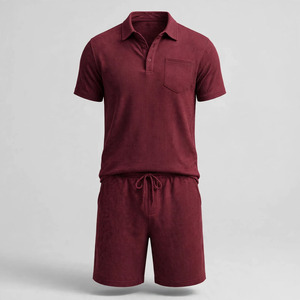 2026 Wholesale Summer Men's Casual Shorts <b>Set</b> Plain Color Solid 100% Cotton Jersey Quick Dry Knitted Customized Logo <b>Twin</b> <b>Set</b> - Product Image 2