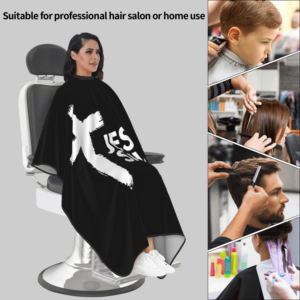 Capa de Peluquería Jesus Saves Negra con Diseño de Cruz Blanca y Texto, Característica Antiadherente al Cabello - Product Image 6