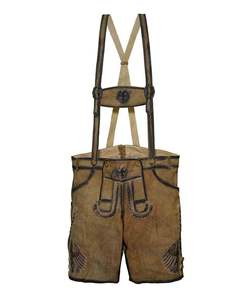 Shorts en cuir véritable pour homme, style bavarois allemand, en daim de vache, style hip-hop. - Product Image 1