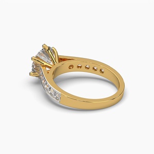 แหวนหมั้นเพชรทรงกลมเพาะเลี้ยงในห้องปฏิบัติการ ทองคำขาว 14K 18K 22K ประดับเพชรเม็ดเดี่ยว พร้อมแถบเพชรประดับด้านข้าง สำหรับเจ้าสาว เครื่องประดับชั้นดี - Product Image 2