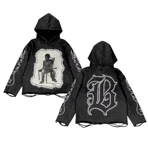 Sudadera con Capucha Unisex Extra Grande de Forro Polar 100% Algodón para Hombre, con Bordado 3D, Estilo Urbano - Product Image 1