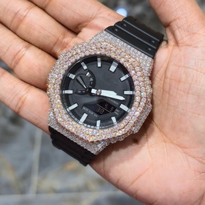 Reloj Digital con Incrustaciones de Diamantes, Movimiento de Cuarzo, Resistente al Agua 20 Bar, Reloj de Pulsera Unisex con Bisel de Rodio para Ropa Urbana - Product Image 4