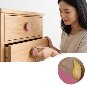 Beads Art Modern Round Bone Horn Wood Brass Cabinet <b>Knob</b> with Multi-Function Inlay for Furniture Handles - Product Image 2