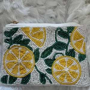 Lemon Beaded Eco-Friendly High Quality Coin <b>Purse</b> Fresh Fruit Design Handmade Zipper Pouch Aesthetic Mini Wallet - Product Image 1