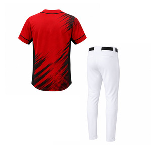 Conjunto de Uniforme de Béisbol Rojo para Hombre Ekin-ImpeX, Jersey de Manga Corta, Pantalones Blancos, Poliéster que Absorbe la Humedad, Uniforme de Béisbol Juvenil - Product Image 2