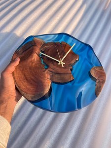 Handcrafted Wooden Epoxy Resin <b>Wall</b> <b>Clock</b> Modern Rustic Decor <b>Silent</b> Quartz Unique Home & Office Accent - Product Image 5