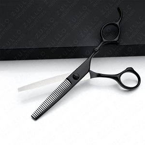 Premium 6 Inch Black Stainless Steel Hair Cutting Scissors Professional Barber Shears Powder Coated Custom Branding <b>Tool</b> - Product Image 6