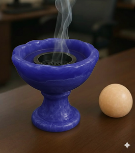 Quemador de Incienso de Resina Ecológico Hecho a Mano con Diseño de Cuenco Esculpido y Base de Metal Negro, Soporte Aromático para Bakhoor para el Hogar - Product Image 5