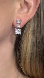 3CT Princess Lab Grown <b>Diamond</b> <b>Earrings</b>: 14K Gold <b>Dangle</b> Studs - Product Image 3
