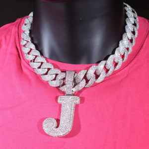 Pendentif Lettre Grosse Personnalisée en Moissanite Sertie de Pierres, Luxe Hip Hop, pour Fêtes, en Argent Sterling 925, Bijoux Fins, Pendentifs & Breloques - Product Image 4
