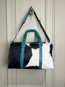 กระเป๋าหนังวัวแท้กระเป๋าใส่ของอเนกประสงค์, กระเป๋าเดินทางใช้ได้ทั้งชายและหญิงกระเป๋าสะพายเส้นผมสีเทอร์ควอยซ์ขนาดใหญ่ - Product Image 2