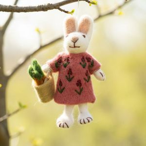 Handmade Felt Bunny Hanging <b>Ornament</b> Soft Woolen Rabbit Hanging Decoration Custom Design Gift - Product Image 1