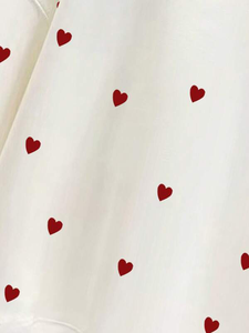 Sudadera de mujer con estampado de corazones, cuello redondo, manga larga, estilo relajado, top informal con gráfico, puños acanalados, moda diaria B2B - Product Image 4