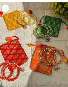 New Arrival Handmade <b>Silk</b> <b>Thread</b> <b>Bangle</b> <b>Set</b> with Matching Potli Pouch Ethnic Bridal <b>Bangles</b> Traditional Indian Jewelry <b>Set</b> - Product Image 2