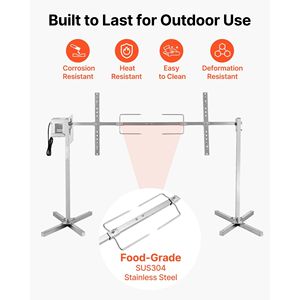 Kit Girarrosto Elettrico a 8 Livelli di Altezza AC120V, Capacità di Carico 60 kg, Kit Girarrosto BBQ a 3 Livelli - Product Image 6