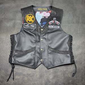 Veste en cuir de vache véritable avec panneaux embossés effet crocodile - Product Image 1