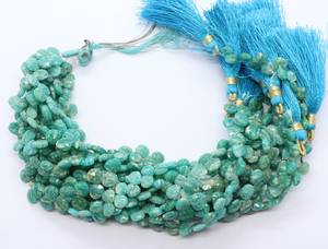 Perles de cœur facettées en amazonite russe naturelle, forme briolette, 5,5-6,5 mm, pierres précieuses en amazonite russe naturelle, perles de cœur, 8 pouces - Product Image 4