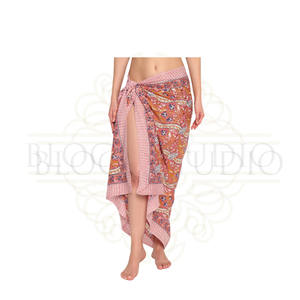Vente flash : Sarong en coton imprimé à la main pour femmes, léger, idéal comme paréo de bikini, pour la plage et les vacances d'été - Product Image 3