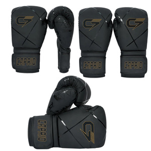 Gants de boxe d'entraînement MMA noirs en cuir PU avec fermeture auto-agrippante, logo personnalisé, OEM, marque privée, paire pour hommes et femmes - Product Image 5